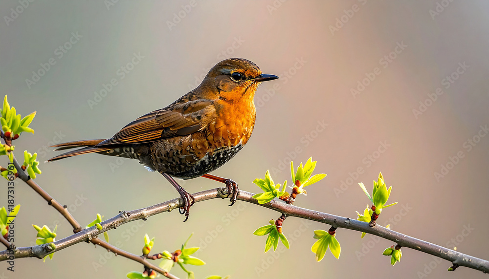 Fototapeta premium European Robin on the branch, Robin in the morning