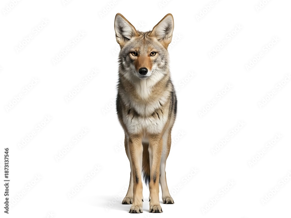 Obraz premium Coyote Standing Isolated on White Background