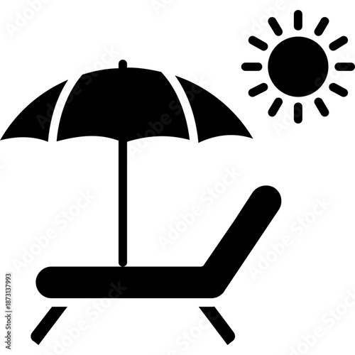 Beach lounger with umbrella Icon