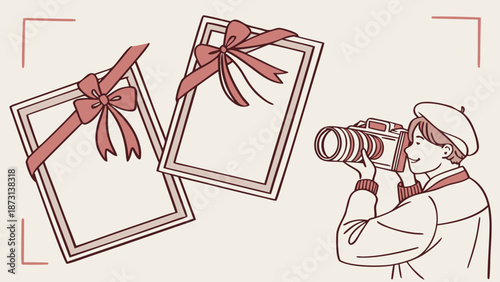 Capturing Memories Photographer with Gift Frames Illustration.