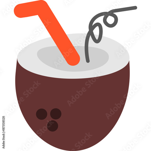 Coconut drink with straw Icon