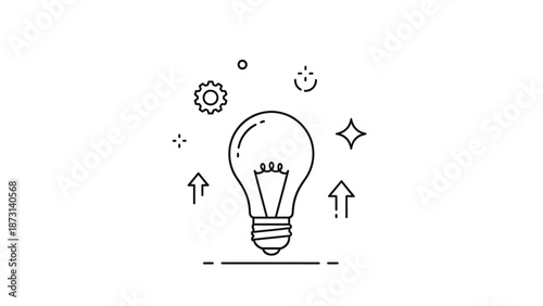 Innovative business idea with lightbulb moment and creative symbols