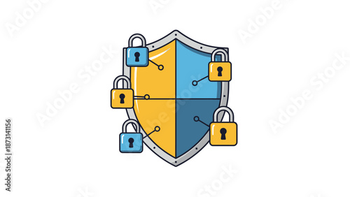 Secure protection concept with shield and locked pads