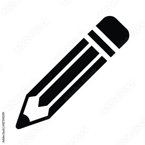 Black and white vector image of a classic pencil icon design