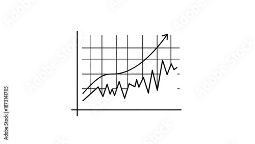 Business growth chart with upward trend and fluctuating market analysis
