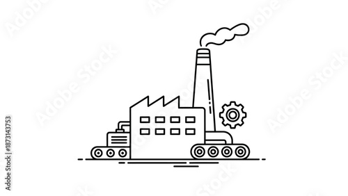 Industrial factory with smokestack and heavy machinery