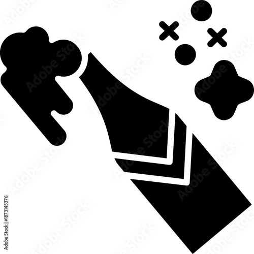 Wine bottle with cork popping Icon