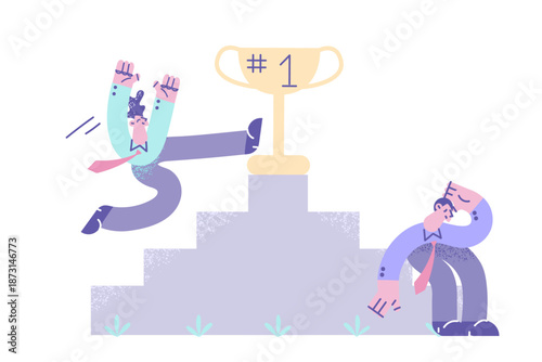 Businessman different emotions of success and failure