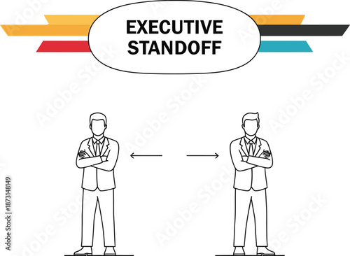 Black outline vector of two businessmen in an executive confrontation stance