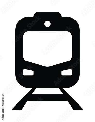 Fotografi Black and white vector illustration of a train on railroad tracks
