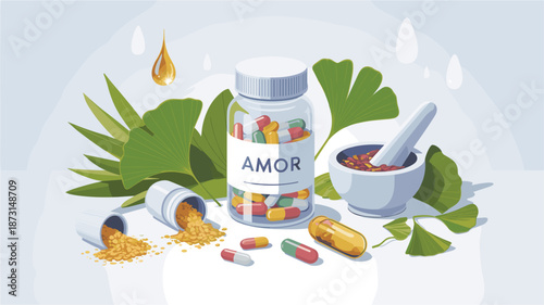 Herbal Supplements Isometric Vector Pack