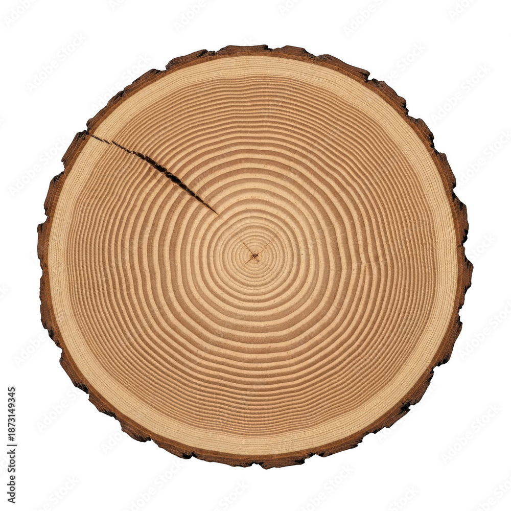 Fototapeta premium Wooden tree slice isolated on transparent background
