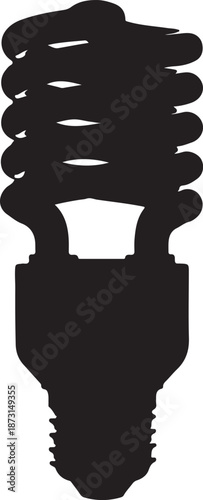 Silhouette of compact fluorescent lamp isolated on transparent background for energy efficiency concept