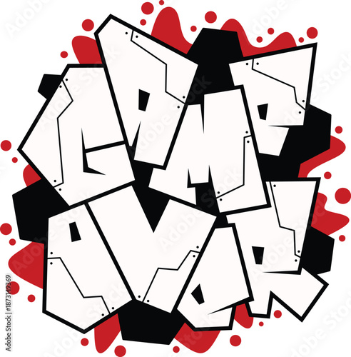 game over word graffiti text font sticker illustration