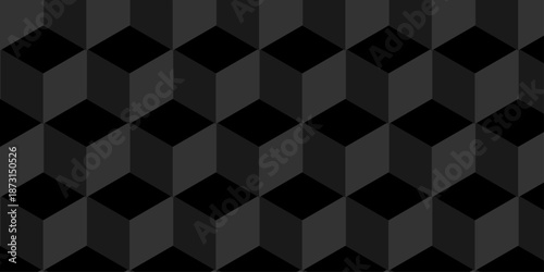 Abstract square gradient black cubic square shape backdrop texture. cube geometric wall and floor vector diamond hexagon triangle wallpaper background.