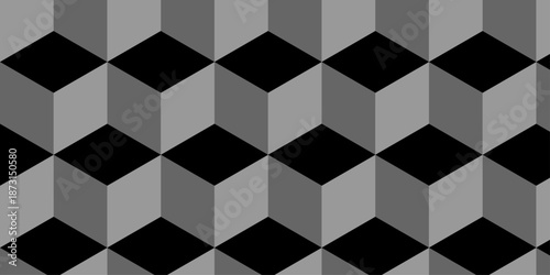 Abstract square gradient black cubic square shape backdrop texture. cube geometric wall and floor vector diamond hexagon triangle wallpaper background.