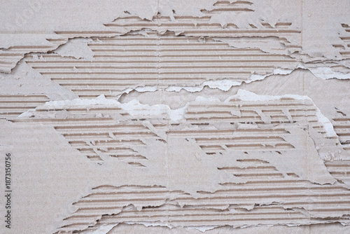 Torn Rip Corrugated Cardboard Paper Texture Effect Background.
