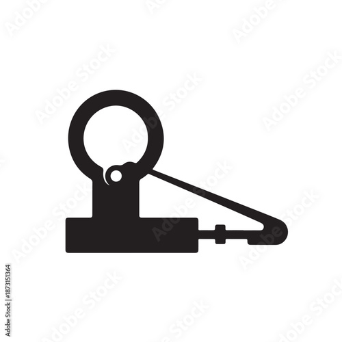 Black Silhouette of Metal Toggle Clamp on White Background