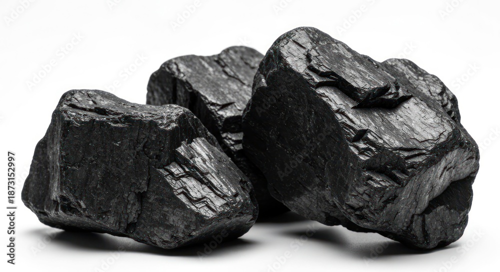 Obraz premium Shiny black chunks on white