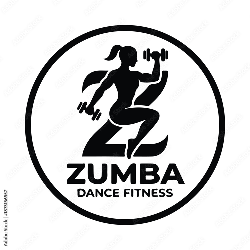 Obraz premium Zumba style dance fitness illustrations and sport logos.