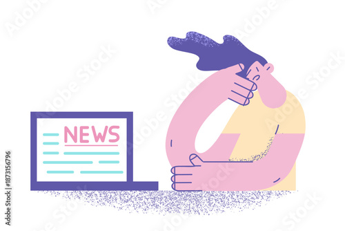 Unhappy woman read bad news online on laptop