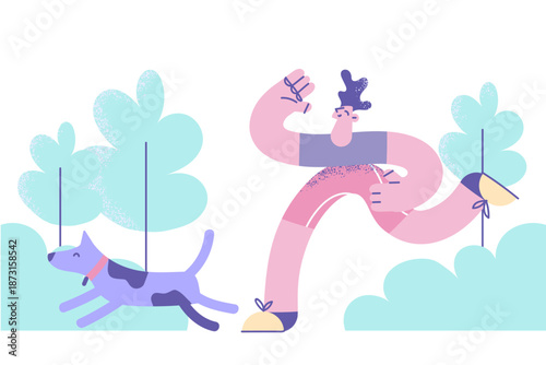 Active lifestyle with pets concept