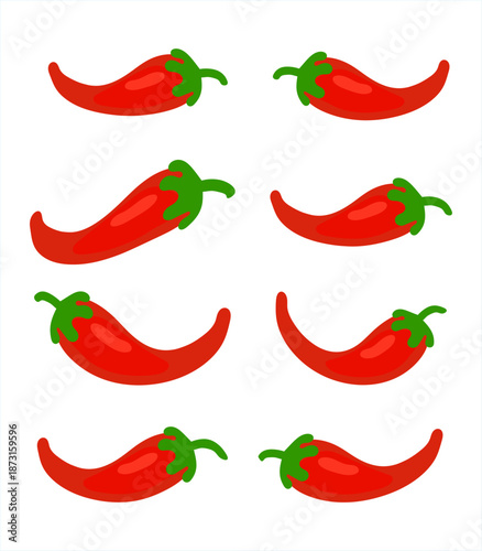 spicy chili pepper vector icons set. chili vector illustration.