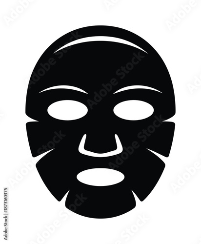 Black and white vector silhouette of a face mask for skincare