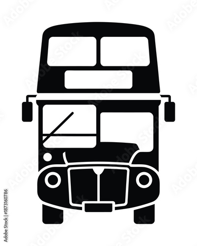 Black and white vector illustration of classic double decker bus