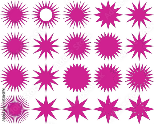 Collection of Starburst Shapes in Vibrant Pink