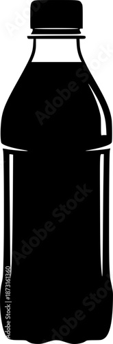 Black silhouette of a plastic bottle for water or soda
