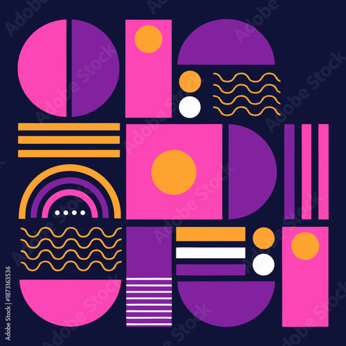 Create a modern flat vector design usable across various digital platforms and wall art