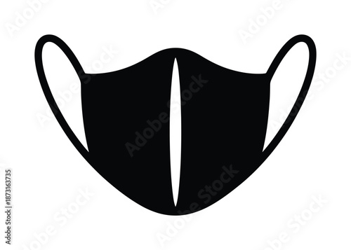Black vector face mask with elastic ear loops shown on white background