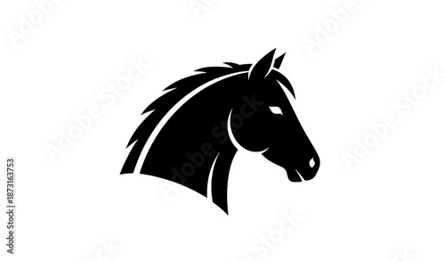 Minimal Black Horse Head Silhouette Vector Icon