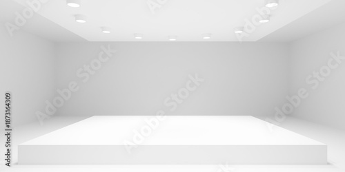 Wallpaper Mural Empty white room or gallery background with circular array of spotlights on top of podium Torontodigital.ca