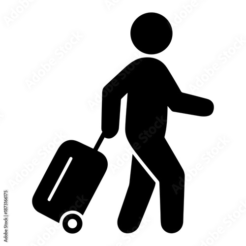 tourist traveler hiking backpack icon set