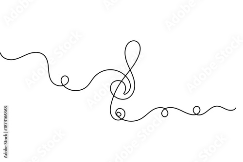 Music note symbol continuous line art with minimalist design and clean outline vector illustration