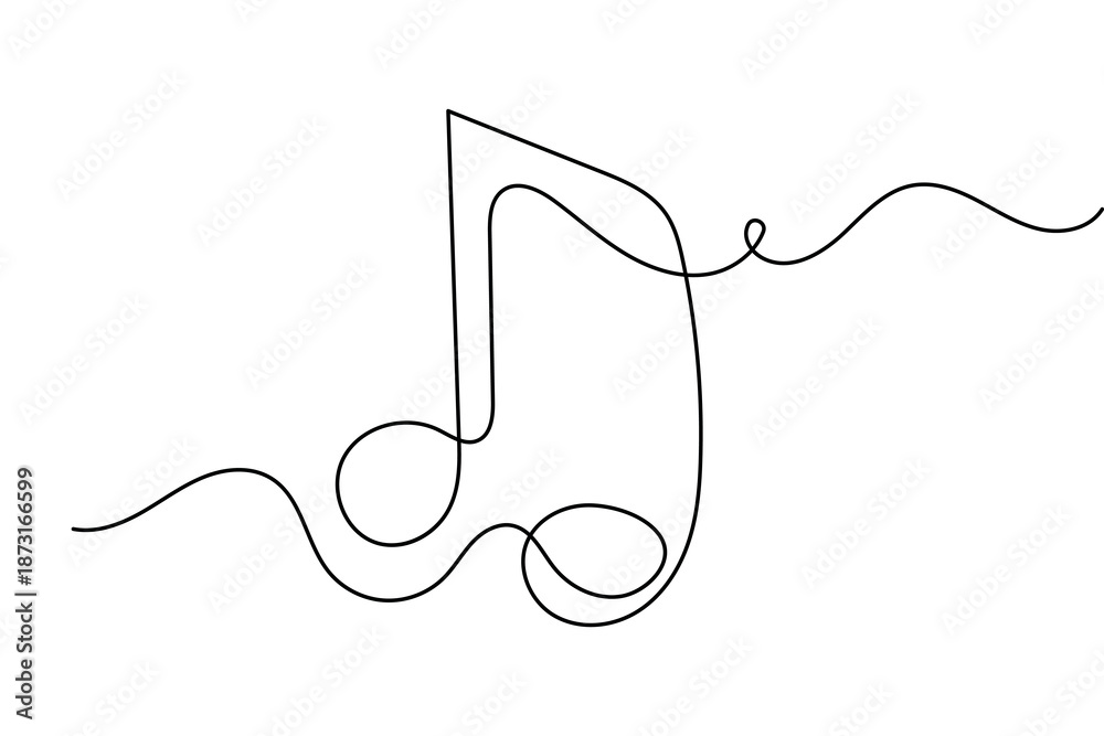 Fototapeta premium Music note symbol continuous line art with minimalist design and clean outline vector illustration