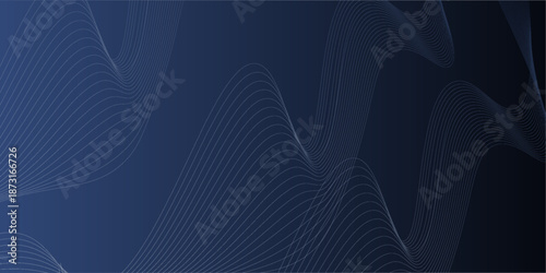 Dark blue background with wavy lines. The background features a smooth, flowing texture. Blue color enhances the dynamic style. Wave background vector. Blue background.