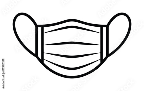 Black and white vector illustration of a face mask for protection