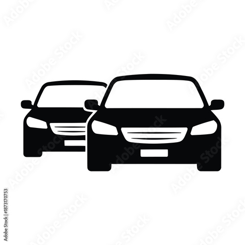 Black Vector car icons show two vehicles facing the viewer