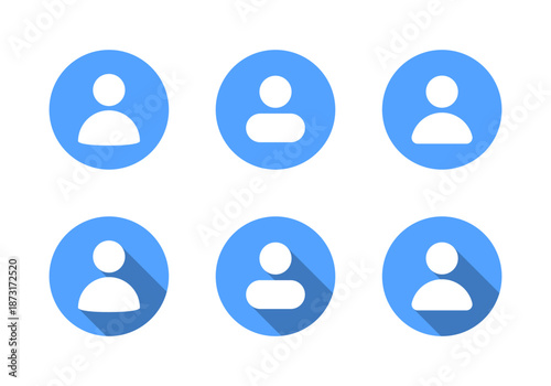 User profile icon set with long shadow. Social media account avatar symbol
