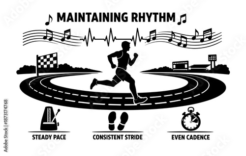 Silhouette of a runner on track illustrating steady pace and consistent stride