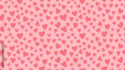 Seamless pattern of simple red hearts isolated on white for wrapping paper or fabric. Hand drawn style. Vector illustration.