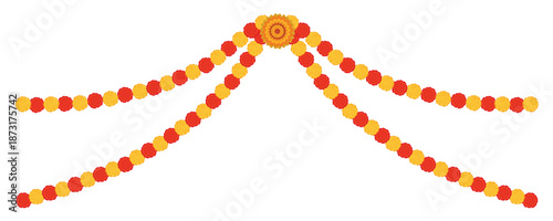 flower garland decoration toran for indian hindu holidays or wedding.