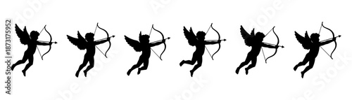 cupid icon set. love and valentine's day symbol. Cupid shooting arrow