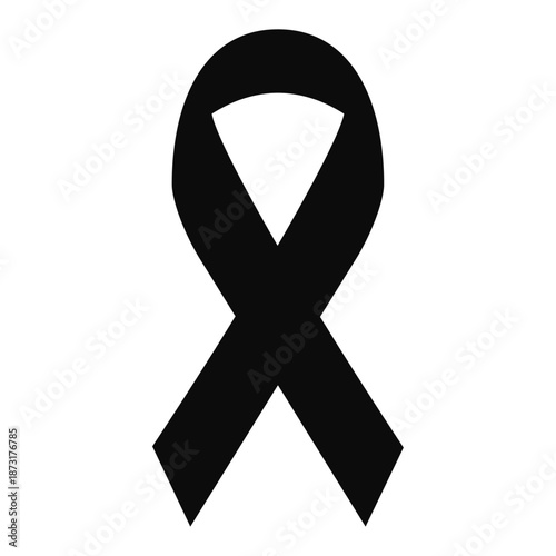 Simple Black Ribbon Icon for Mourning and Remembrance