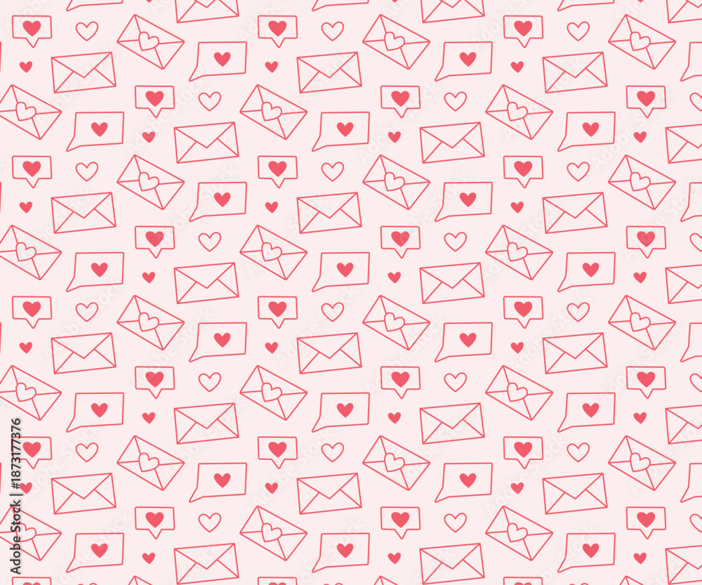 Obraz premium Doodle pattern love letters. Isolated background. Vector icons