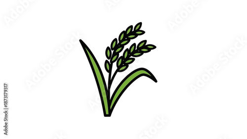 Simple Green Wheat Plant Illustration.