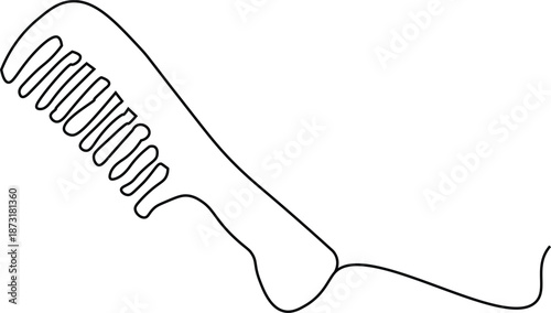 Comb one line illustration. Minimalist one line beauty illustration. Hair salon. Fashion design